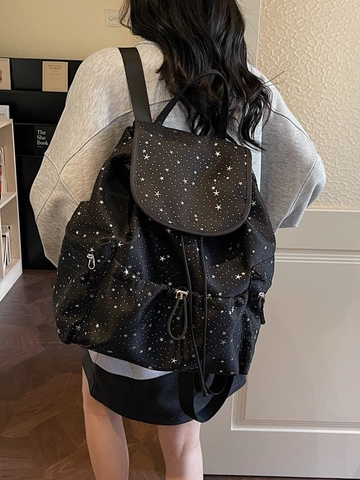 Zaino in Tela alla Moda da Donna Stampa a Stelle Grande Capacità Borsa da Scuola per Studenti Zaino da Viaggio Ragazze