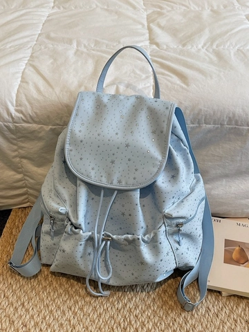 Zaino in Tela alla Moda da Donna Stampa a Stelle Grande Capacità Borsa da Scuola per Studenti Zaino da Viaggio Ragazze