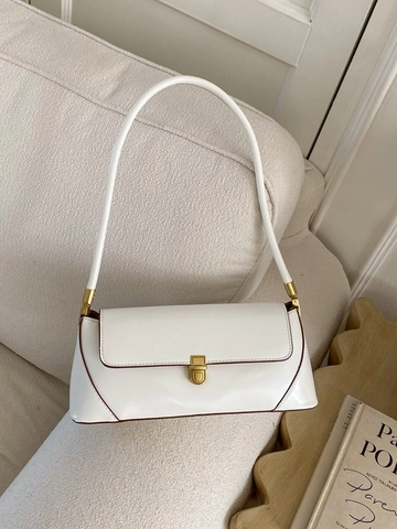 Women Retro PU Leather Underarm Bag Minimalist Solid Color Baguette Bag With Metal Buckle Fashion Shoulder Bag Daily Purse