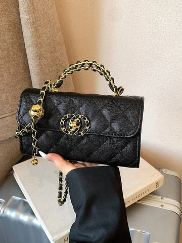 Gesteppte PU-Leder Umhängetasche Für Damen Klassisches Rautenmuster Kettenriemen Schultertasche Elegante Quadratische Handtasche