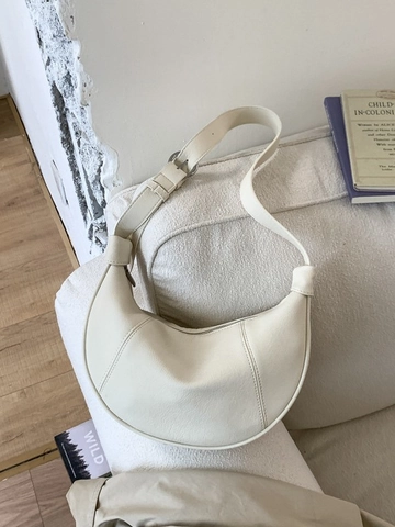Sac Hobo Minimaliste en Cuir PU pour Femmes Rétro Demi-Lune Sac à Bandoulière sous le Bras Avec Bandoulière Réglable Motif Litchi