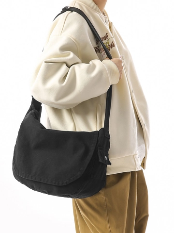 Vintage Segeltuch Umhängetasche Für Damen Große Kapazität Halbmond Crossbody Bag Lässige Schultertasche Mit Verstellbarem Gurt