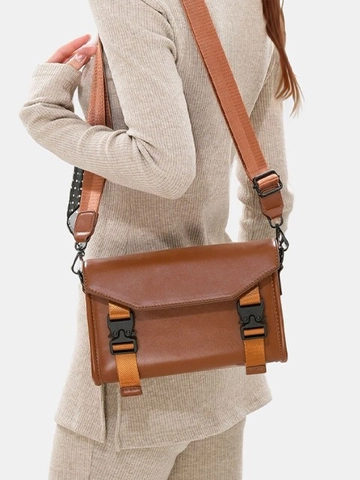 Wasserdichte Umhängetasche aus PU-Leder Vintage Utility Crossbody Tasche Für Damen Herren Verstellbarer Breiter Riemen Schultertasche