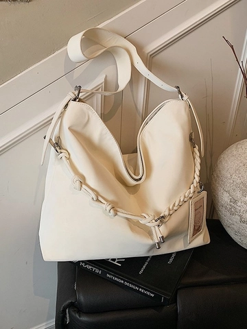 Borsa Tote da Donna in Pelle PU di Grande Capacità Borsa a Tracolla Vintage Hobo Con Manico Intrecciato Minimalista Casual Sottobraccio