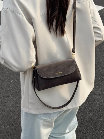 Women French Retro Frosted PU Leather Crossbody Bag Casual Cylinder Shoulder Bag With Gold Hardware Solid Color