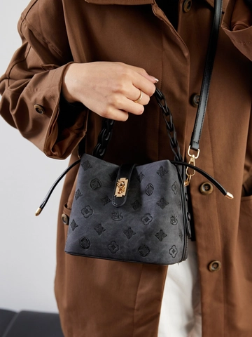 Women Vintage Embossed Bucket Bag PU Leather Braided Handle Handbag With Adjustable Strap Crossbody Shoulder Bag For Daily