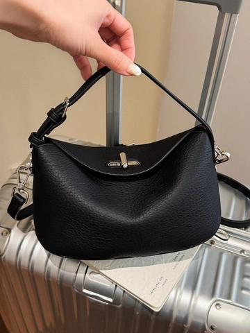 Damen Urban Minimalistische PU Leder Achseltasche Litschi Muster Drehverschluss Umhängetasche Mit Pferdeanhänger Lässige Handtasche