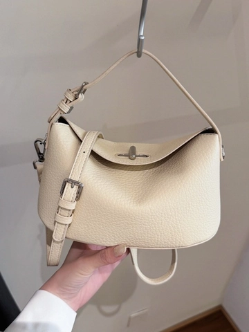 Damen Urban Minimalistische PU Leder Achseltasche Litschi Muster Drehverschluss Umhängetasche Mit Pferdeanhänger Lässige Handtasche