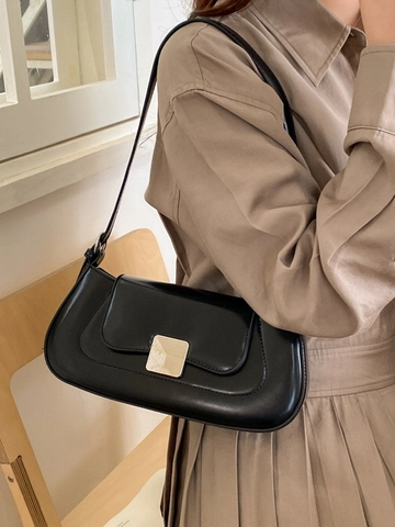 Borsa Sottobraccio Minimalista in Stile Vintage Francese da Donna Elegante Borsa a Spalla in Pelle PU Piccola Borsa a Tracolla Con Fibbia in Metallo