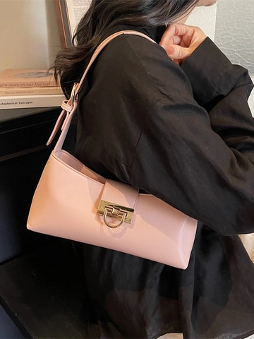 Vintage PU Leder Baguette Tasche Für Damen Minimalistische Unterarm Umhängetasche Mit Metallschnalle Vielseitige Urbane Tasche