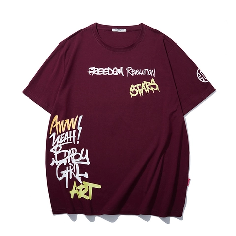 Herren Große Größen T-Shirt Graffiti Buchstaben Druck Baumwollmischung Locker Kurzarm Rundhals Streetwear Sommer Oberteil