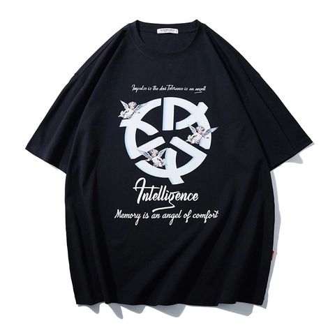 Men's Plus Size T-Shirt Heavyweight Cotton Blend Angel Printed Graphic Oversized Short Sleeve Casual Streetwear Loose Tee