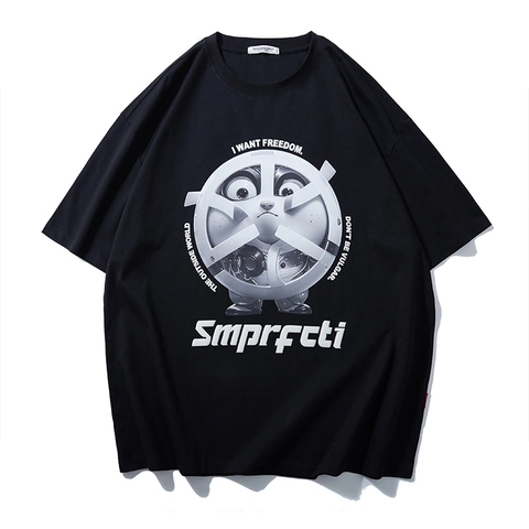 Herren Übergröße UV Farbwechsel Bedruckt T-Shirt Locker Baumwollmischung Kurzarm Überschnittene Schulter Hip Hop Top