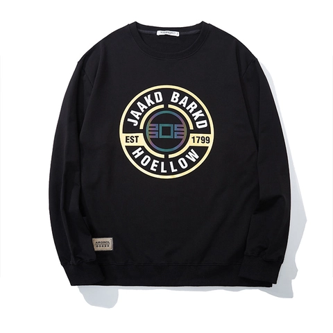 Sudadera de Talla Grande para Hombre Algodón Streetwear Pullover Estampado Letras Cuello Redondo Manga Larga Informal Top Holgado Ropa de Otoño