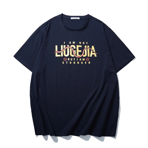 T-Shirt en Coton Mode Grandes Tailles pour Hommes Impression Alphabet Doré Graphique Serpent Coupe Ample Été Décontracté Manches Courtes
