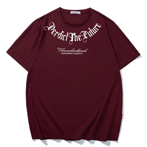 T-shirt Grande Taille pour Hommes Mode Impression de Lettres Gothiques Coupe Ample Manches Courtes Coton Streetwear Casual