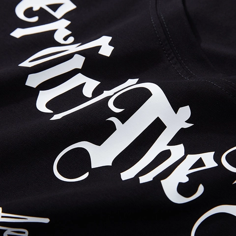 T-shirt Grande Taille pour Hommes Mode Impression de Lettres Gothiques Coupe Ample Manches Courtes Coton Streetwear Casual