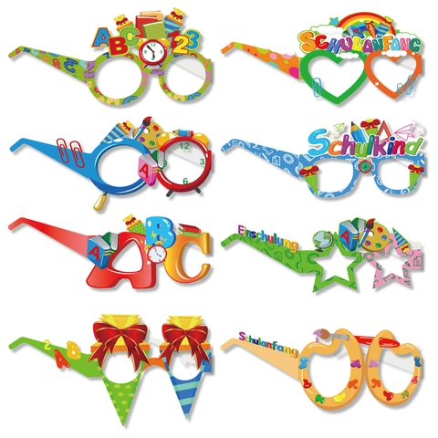 Occhiali in Carta German Schulanfang Rientro a Scuola Decorazioni Festa Accessori Foto per Bambini Cerimonia Scolastica Classe