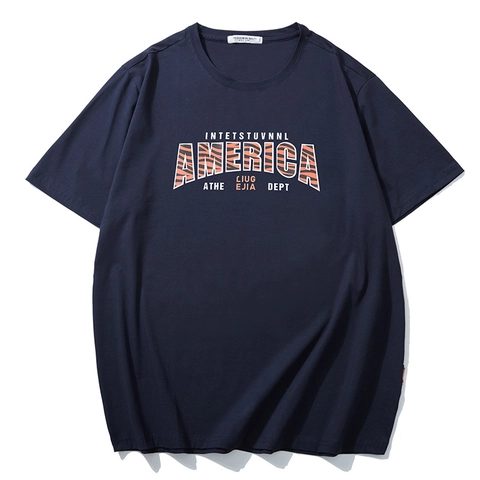 Dames Katoenen T-Shirt Grote Maat America Tijgerstrepen Letterprint Los Casual Korte Mouw Zomer Streetwear Top