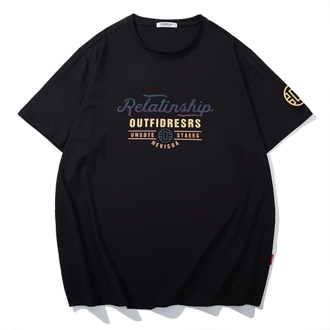 Men's Plus Size Casual Cotton Blend T-Shirt Letter Print Round Neck Short Sleeve Loose Fit Summer Streetwear Top