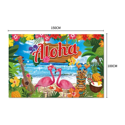 Aloha Hawaii Party Dekorationen Flamingo Tropischer Strand Hintergrund Banner Floral Sommer Luau Party Zubehör Hintergrund Polyester Wandteppich Foto Requisiten