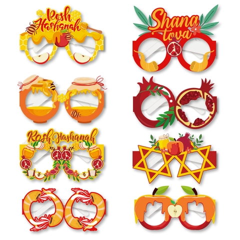Jüdisches Neujahr Rosh Hashanah Party Deko Brille Papier Fotorequisiten Shana Tova Festliche Feiertag Brillen Feier Zubehör
