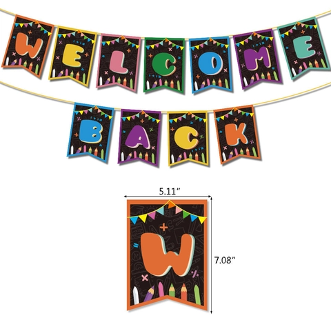 Bentornati a Scuola Decorazioni per Feste Banner Cake Toppers Materiale Cartaceo Modello Scuolabus Cancelleria per Aula