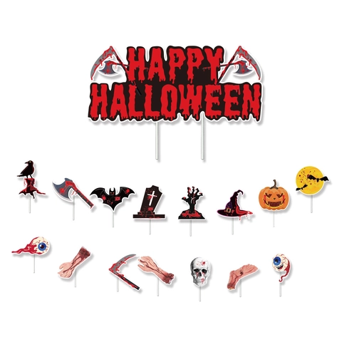 Halloween Horreur Bannière de Goutte de Sang Carton Membres Coupés Couteau Sanglant Guirlande Cake Topper Décorations de Fête Effrayant