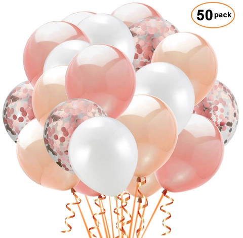 Metallic Latex Balloon Set With Confetti Balloons And Ribbons For Wedding Birthday Party Celebration Decoration Home Decor