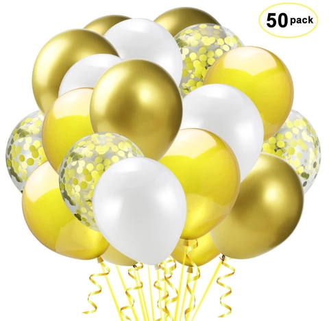 Metallic Latex Balloon Set With Confetti Balloons And Ribbons For Wedding Birthday Party Celebration Decoration Home Decor