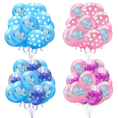 Cute Elephant Latex Balloon Set For Birthday Party Decorations Baby Shower Polka Dot Confetti Printed Balloons Bundle