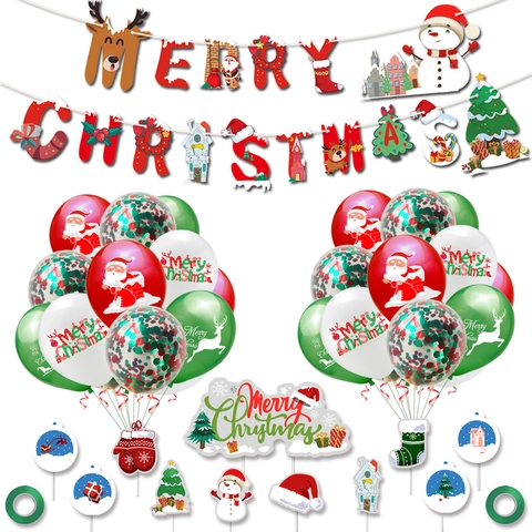 Decorazioni per Feste di Buon Natale Banner Palloncini in Lattice Decorazioni per Torte Babbo Natale Renna Pupazzo di Neve Articoli per Feste