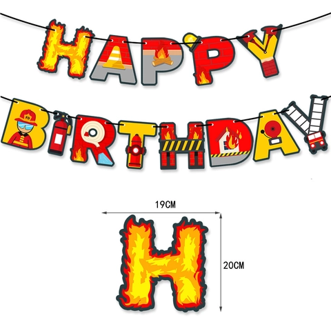 Feuerwehr Thema Happy Birthday Banner Feuerwehrmann Geburtstag Party Dekorationen Alphabet Papier Girlande Für Kinder