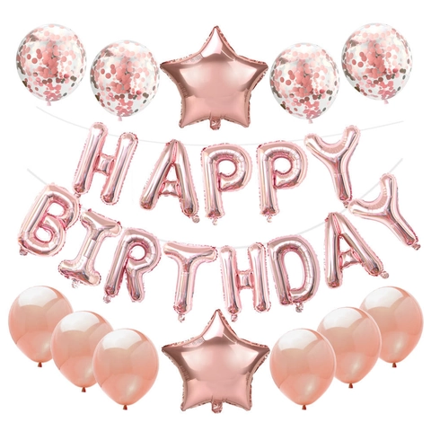 Alles Gute Zum Geburtstag Ballon Kit Roségold Metallic Aluminiumfolie Stern Konfetti Latex Ballons Für Geburtstag Party Deko