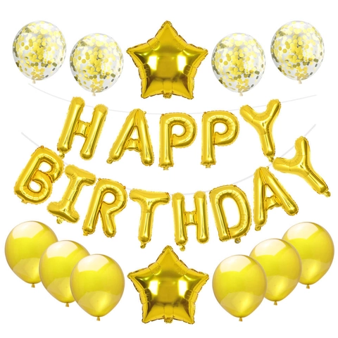 Alles Gute Zum Geburtstag Ballon Kit Roségold Metallic Aluminiumfolie Stern Konfetti Latex Ballons Für Geburtstag Party Deko