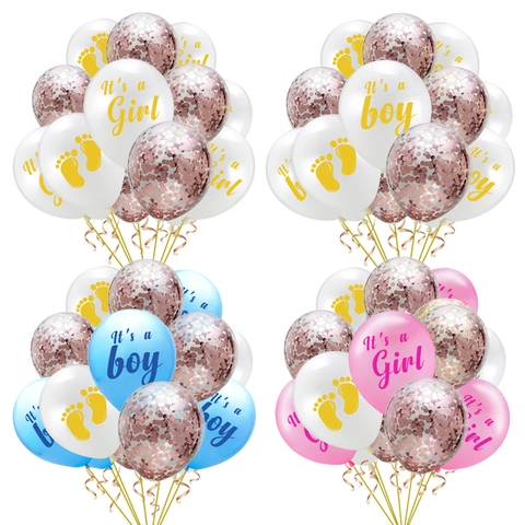 Σετ Μπαλονιών Λατέξ Gender Reveal Τυπωμένα Its A Boy ή Girl Μπαλόνια με Κομφετί και Αποτυπώματα για Διακόσμηση Πάρτι Baby Shower