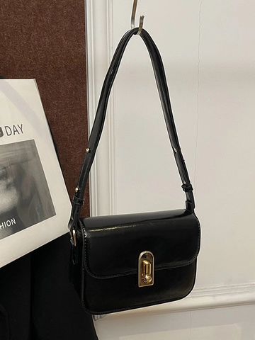 Borsa Quadrata Piccola in Pelle PU Vintage da Donna Borsa a Tracolla Minimalista Sottobraccio Con Chiusura Dorata e Tracolla Con Borchie