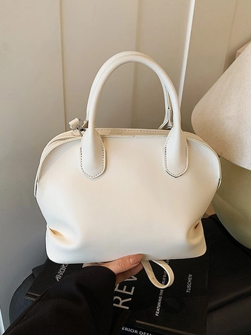Modische Damen PU Leder Tote Bag Große Kapazität Litschi Glatte Muster Schale Handtasche Ziernähte Schulter Umhängetasche