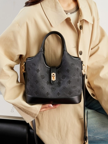 Vintage PU Lederen Emmer Tas Voor Vrouwen Reliëf Monogram Schoudertas Crossbody Handtas Met Magnetische Gesp Forens Tote