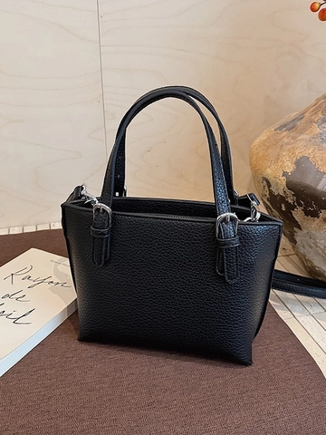Bolso de Mano Minimalista de Cuero PU para Mujer con Patrón de Lichi Bolso Bandolera Casual y Elegante para Uso Diario