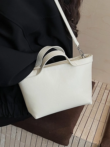 Bolso de Axila de Cuero PU Minimalista para Mujer Nuevo Bolso de Mano Cuadrado Pequeño de Color Sólido para Viajes Diarios Moda Casual