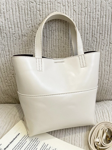 Sac Seau en Cuir PU pour Femmes Mode Couleur Unie Sac à Épaule Polyvalent Sac à Main de Banlieue Tote Bag