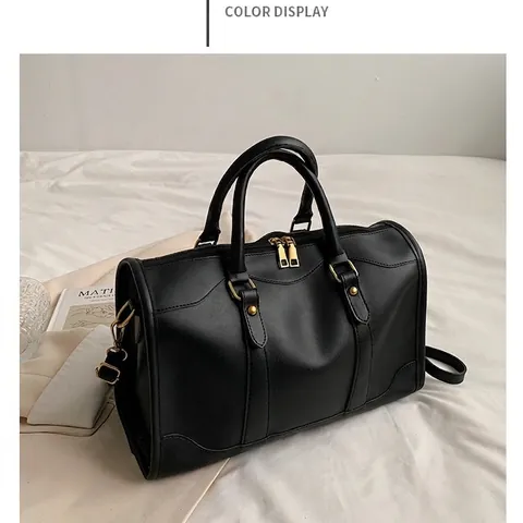 Damen Mode Boston Handtasche Vintage Kunstleder Umhängetasche Retro Ziernaht Große Kapazität Griff Schultertasche Umhängetasche