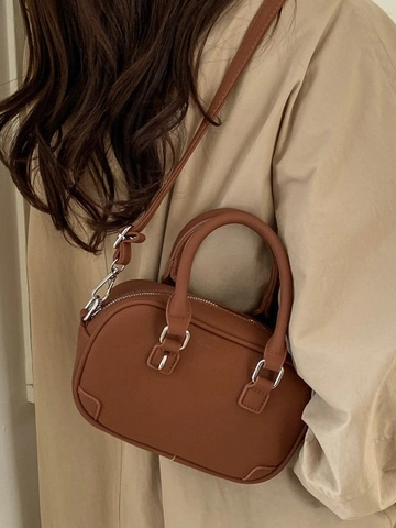 Dames Minimalistische Retro Boston Tas PU Leer Handtas Stijlvolle Crossbody Schoudertas Met Verstelbare Riem Dagelijkse Tas