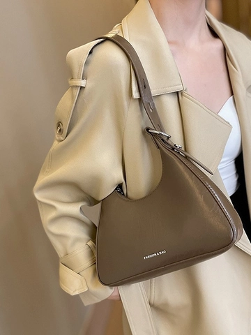 Vintage PU Leder Achseltasche Für Frauen Mode Hobo Tasche Minimalistisch Einfarbig Umhängetasche Mit Ziernaht Urban Stil