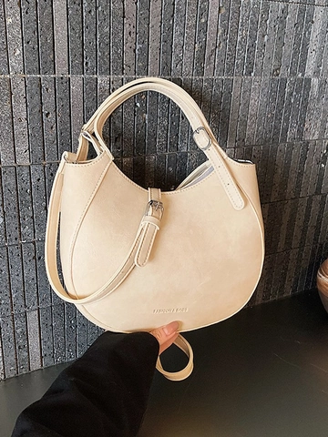 Bolso Bandolera Hobo de Cuero PU para Mujer Vintage Bolso de Montura Color Sólido Minimalista Con Correa Ajustable Bolso de Hombro
