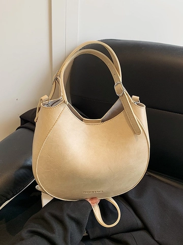 Bolso Bandolera Hobo de Cuero PU para Mujer Vintage Bolso de Montura Color Sólido Minimalista Con Correa Ajustable Bolso de Hombro