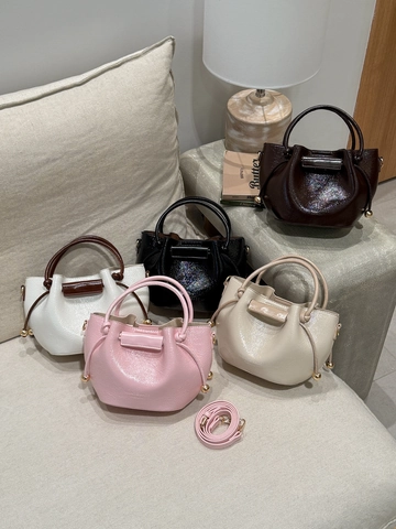 Borsa a Secchiello Plissettata con Coulisse Stile Coreano per Donna Borsa a Tracolla in Pelle PU con Astuccio Borsa a Spalla Retro Minimalista