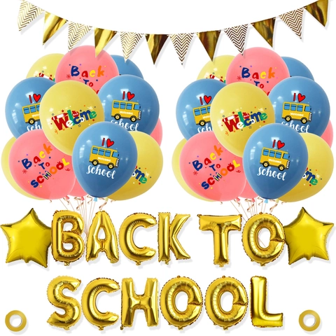 Einschulung Party Dekoration Set Festliche Gold Buchstaben Folienballons Latex Ballon Kit Mit Stern Banner Für Schule Feier