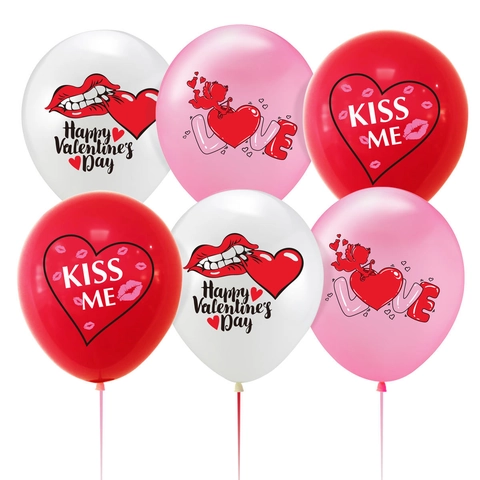 Valentinstag Party Latex Luftballons Happy Valentine's Day Herz Cupid Kiss Me Love Bedruckt Rot Rosa Weiß Dekoration